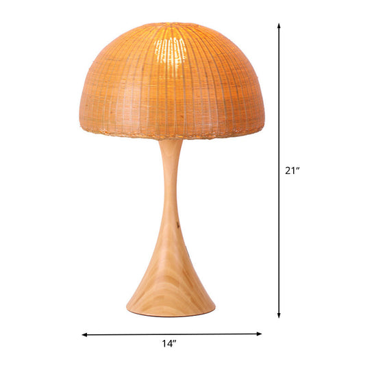 Trumpet Wood Desk Lamp - Asia Design With Bamboo Shade