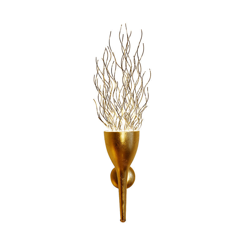 Modern 1-Light Gold Torch Wall Sconce For Stairway Lighting