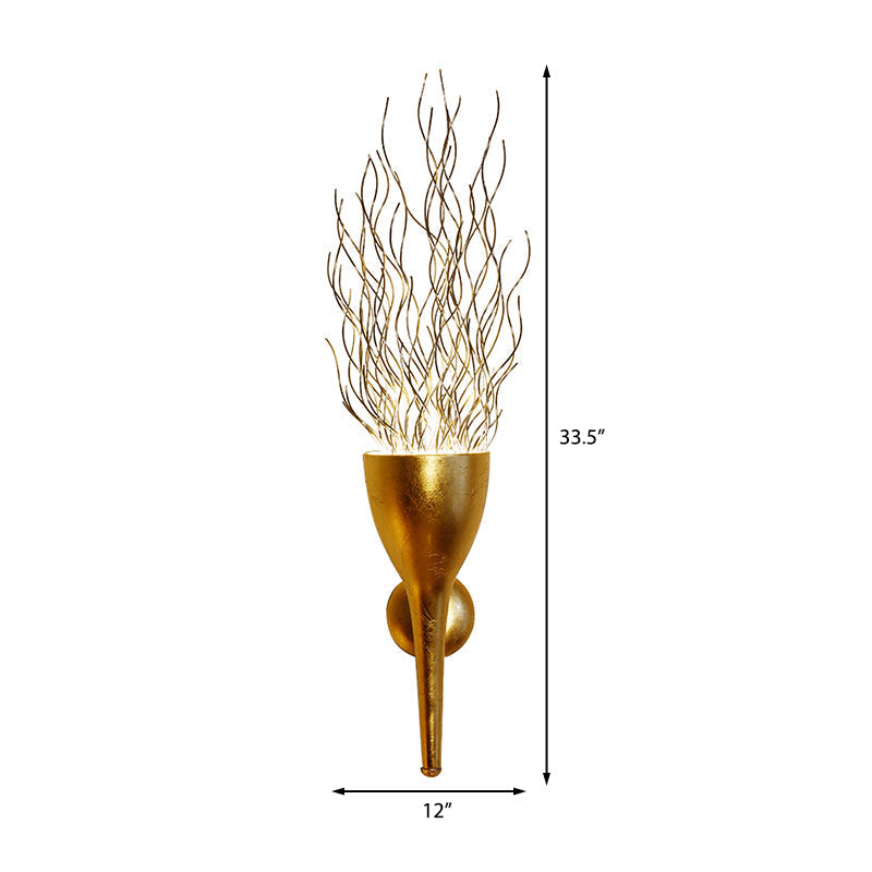 Modern 1-Light Gold Torch Wall Sconce For Stairway Lighting