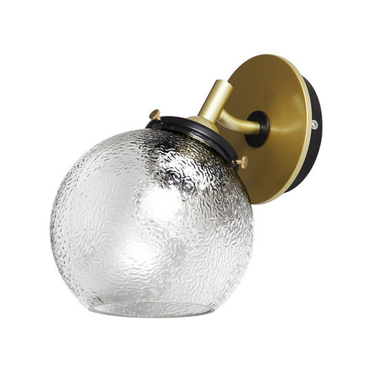 Gold Textured Glass Sphere Wall Light - Modern Vintage Mini Mount