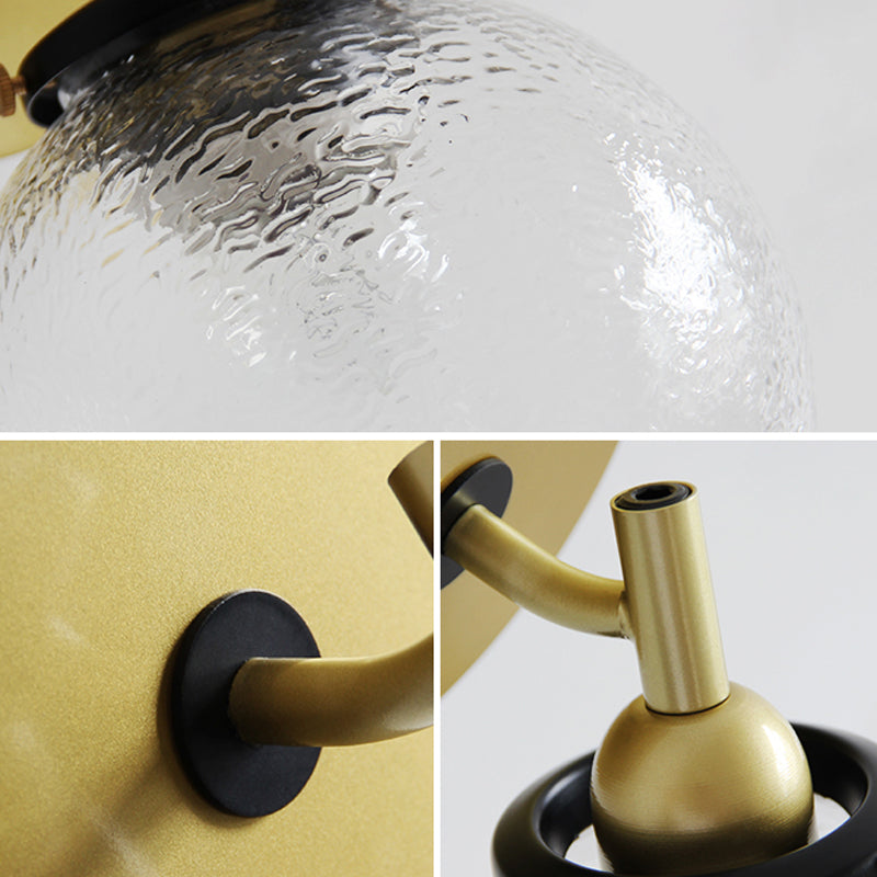 Gold Textured Glass Sphere Wall Light - Modern Vintage Mini Mount