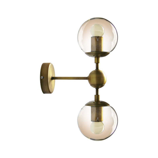 Modern Amber Glass Wall Sconce In Gold For Bedroom Lighting