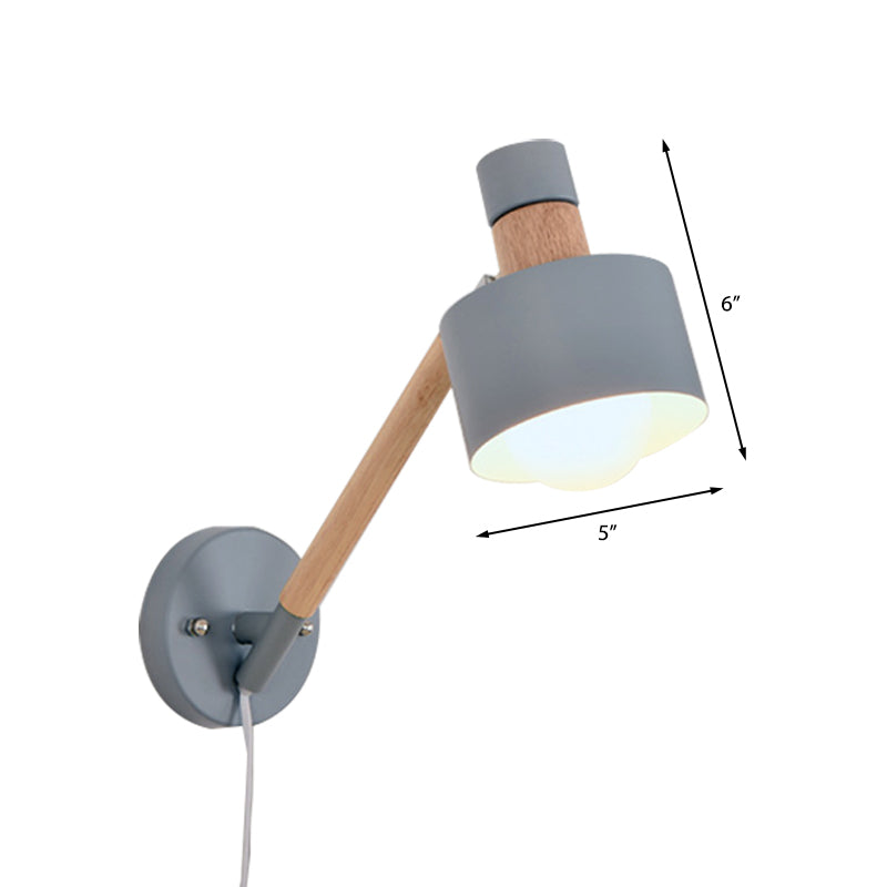 Minimalist Metal Wall Sconce Grey Lighting For Living Room - 5.5/6/7 With 1 Head