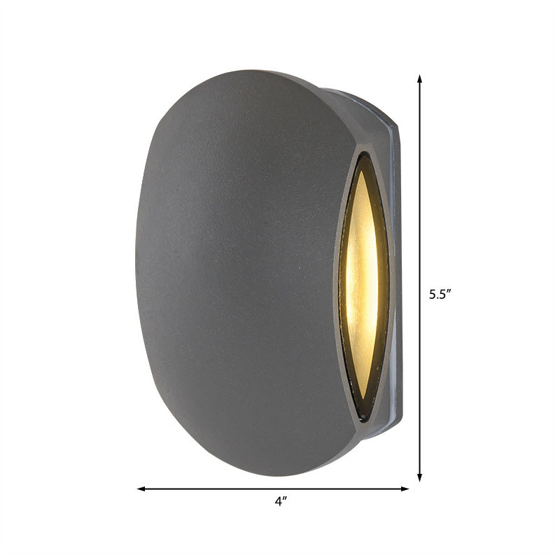 Contemporary Black Outdoor Round Wall Light Sconce - Aluminum Fixture Warm/White