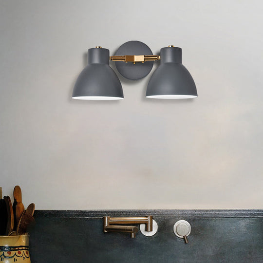 Double Shade Gray/Green Nordic Wall Sconce With Metallic Finish - Perfect Living Room Lighting Grey