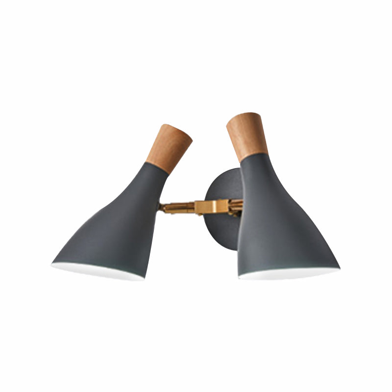 Double Shade Gray/Green Nordic Wall Sconce With Metallic Finish - Perfect Living Room Lighting