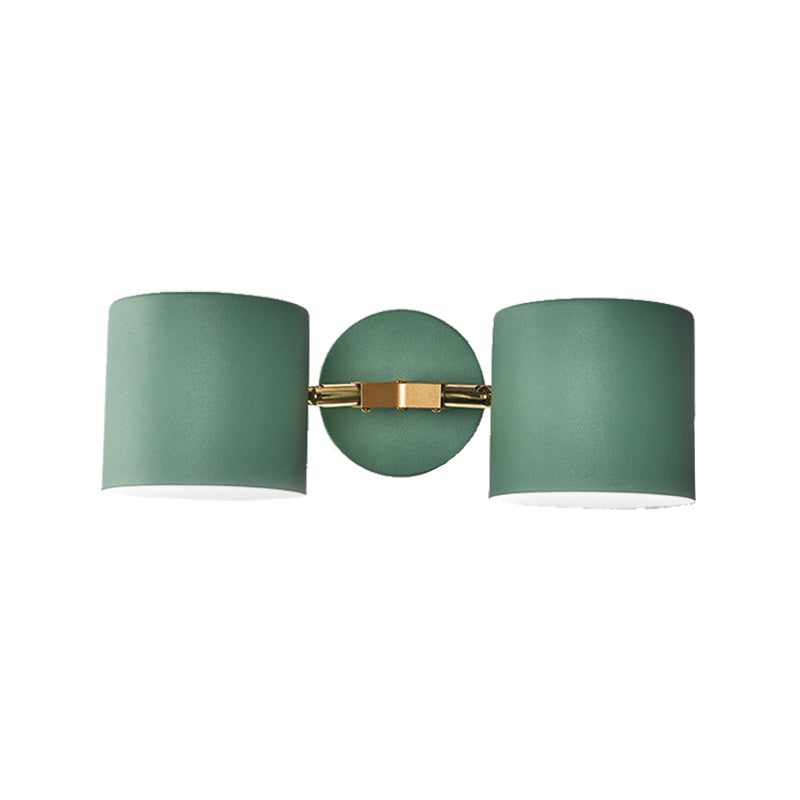 Double Shade Gray/Green Nordic Wall Sconce With Metallic Finish - Perfect Living Room Lighting