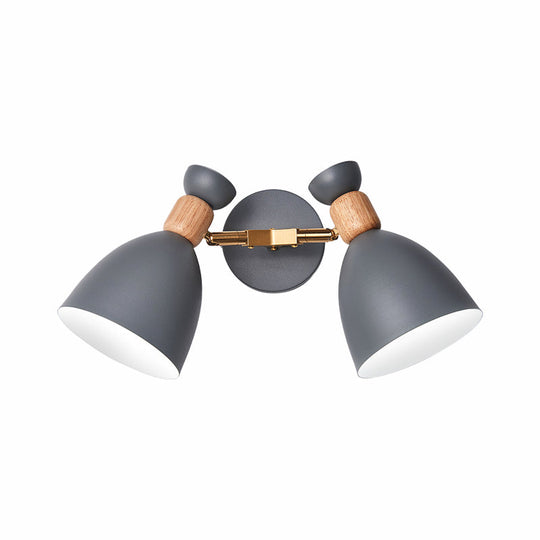 Double Shade Gray/Green Nordic Wall Sconce With Metallic Finish - Perfect Living Room Lighting