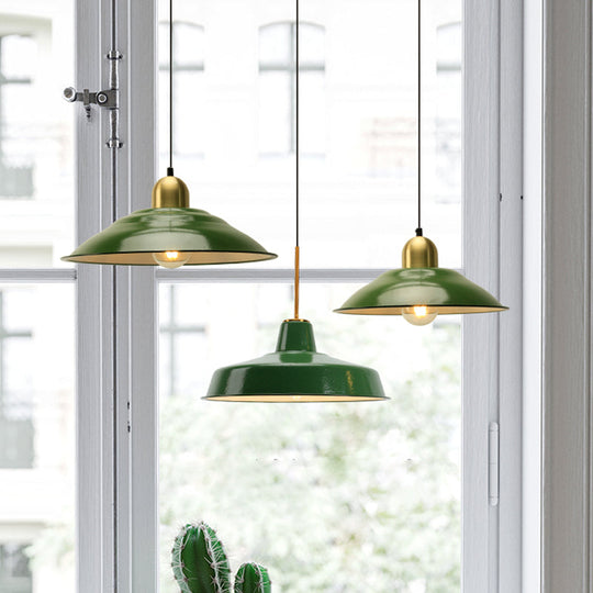 14.5"/16" Wide Cone Pendant Light - Loft Metal, 1-Light Ceiling Fixture in Polished Green