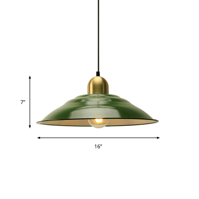 14.5"/16" Wide Cone Pendant Light - Loft Metal, 1-Light Ceiling Fixture in Polished Green