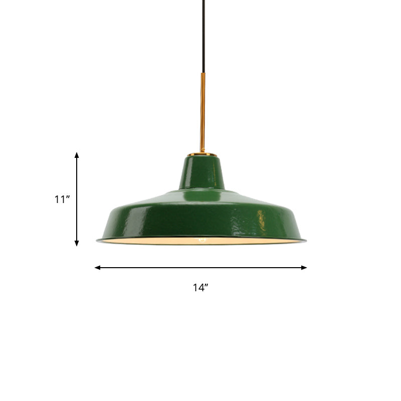 14.5"/16" Wide Cone Pendant Light - Loft Metal, 1-Light Ceiling Fixture in Polished Green