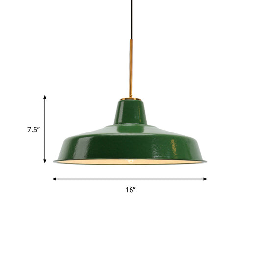 14.5"/16" Wide Cone Pendant Light - Loft Metal, 1-Light Ceiling Fixture in Polished Green