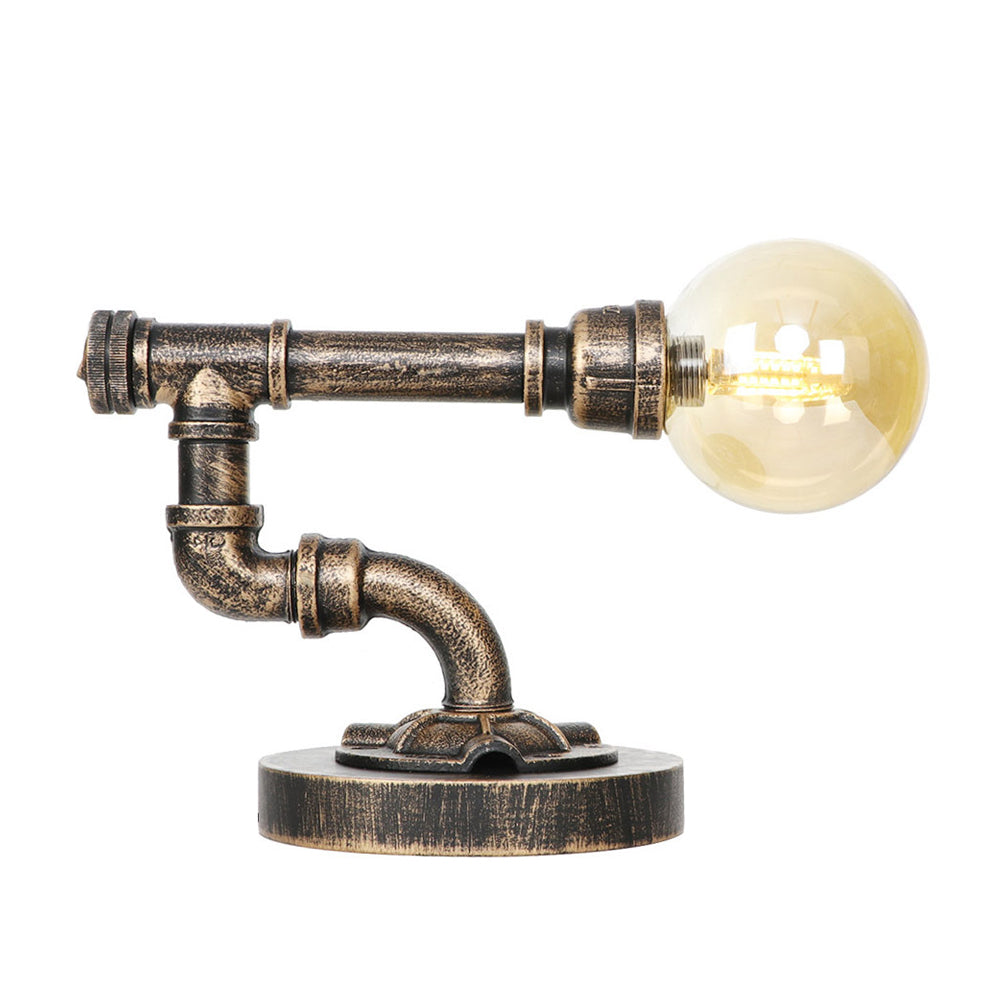 Vintage Single Light Reading Lamp With Antique Silver/Bronze Finish Clear/Amber Glass Globe Shade