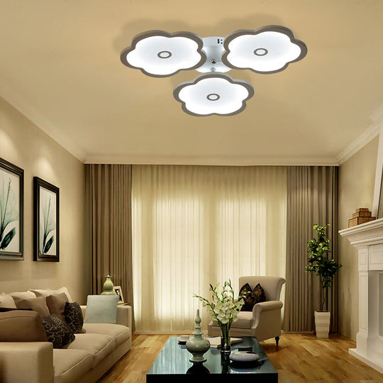 Modern Iron Acrylic Ceiling Lights - 3/6/9 Heads Unique Flower Design Indoor Lighting 3 / White