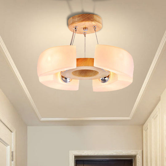 Modern Wooden Round Ceiling Light Fixture - 4/6 Flush Mount In Warm/White Options