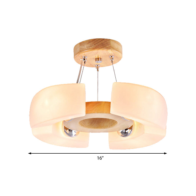 Modern Wooden Round Ceiling Light Fixture - 4/6 Flush Mount In Warm/White Options