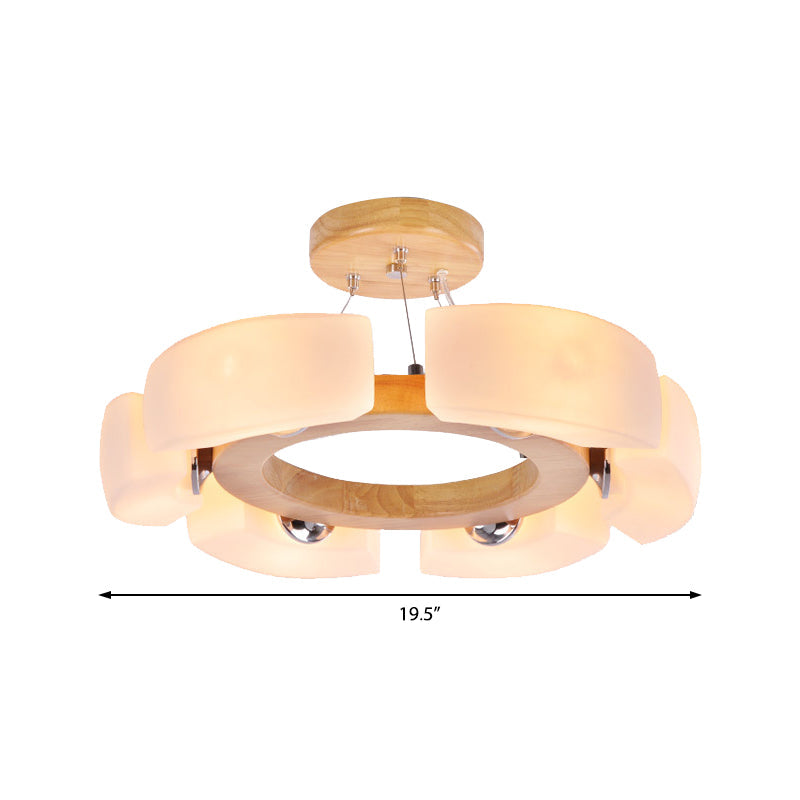 Modern Wooden Round Ceiling Light Fixture - 4/6 Flush Mount In Warm/White Options