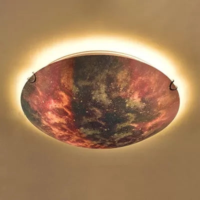 Romantic Glass Ceiling Lamp- Kindergarten Sunset Flush Mount Light with Multi-Color Glow