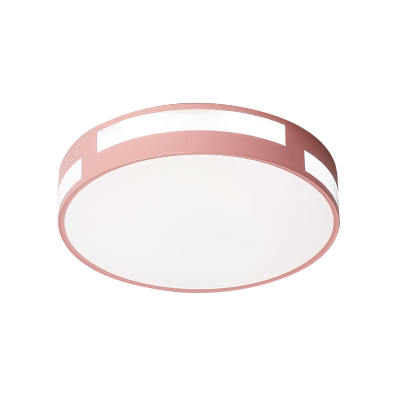 Modern Nordic LED Flush Ceiling Light with Round Acrylic Shade in Blue/Green/Pink/Yellow