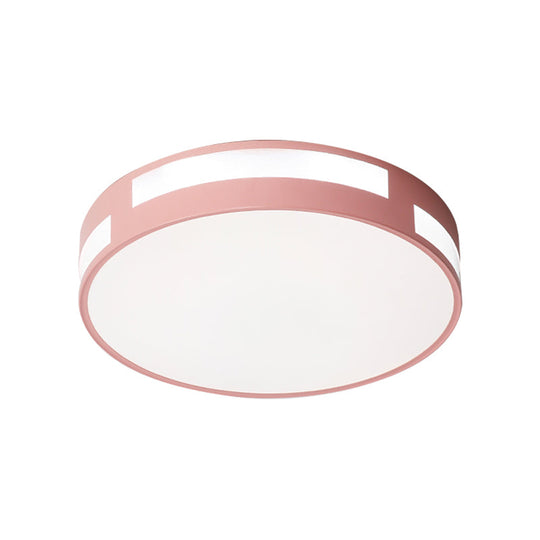 Modern Nordic Led Flush Ceiling Light With Round Acrylic Shade In Blue/Green/Pink/Yellow