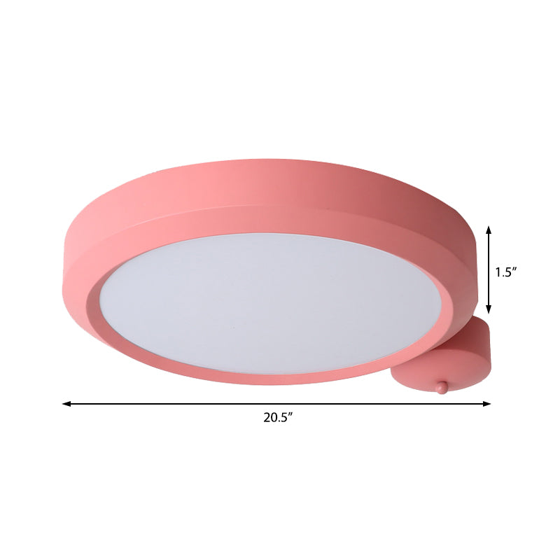 Nordic Style Round Flushmount Led Ceiling Light In Blue/Red/Yellow With Metal Finish - Available