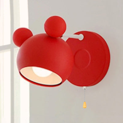 Modern Circle Wall Mounted Lamp - Metal 1 Light Sconce Bedroom Lighting Red