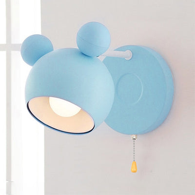 Modern Circle Wall Mounted Lamp - Metal 1 Light Sconce Bedroom Lighting Blue