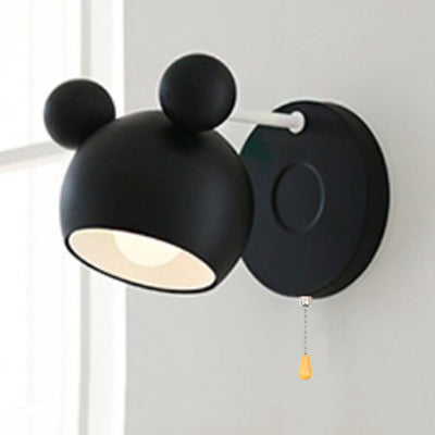 Modern Circle Wall Mounted Lamp - Metal 1 Light Sconce Bedroom Lighting Black