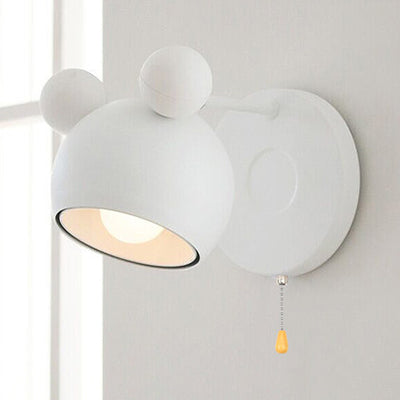 Modern Circle Wall Mounted Lamp - Metal 1 Light Sconce Bedroom Lighting White