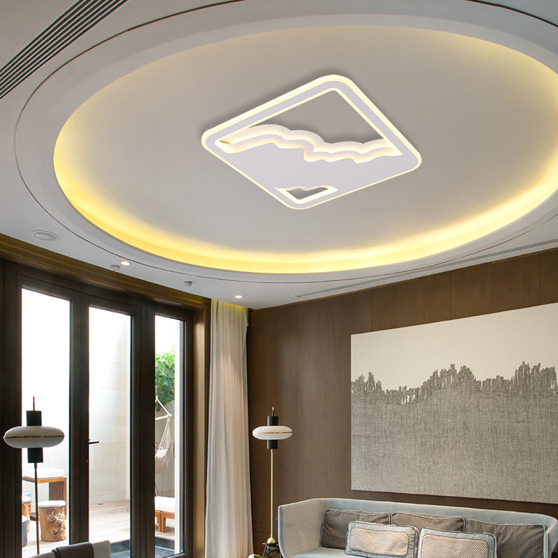 Modern Led White Flush Mount Ceiling Light Ultra Thin Design 19/35.5 Wide