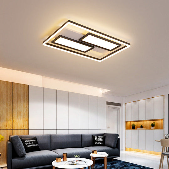 16"/19.5"/35.5"/43" Wide SuperThin Flush Light - Nordic Style, Black Metal, LED Ceiling Light (Warm/White)