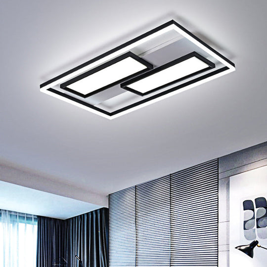 16"/19.5"/35.5"/43" Wide SuperThin Flush Light - Nordic Style, Black Metal, LED Ceiling Light (Warm/White)