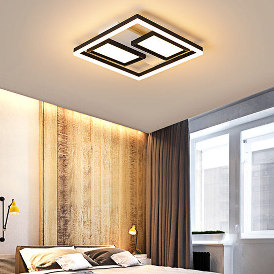 16"/19.5"/35.5"/43" Wide SuperThin Flush Light - Nordic Style, Black Metal, LED Ceiling Light (Warm/White)