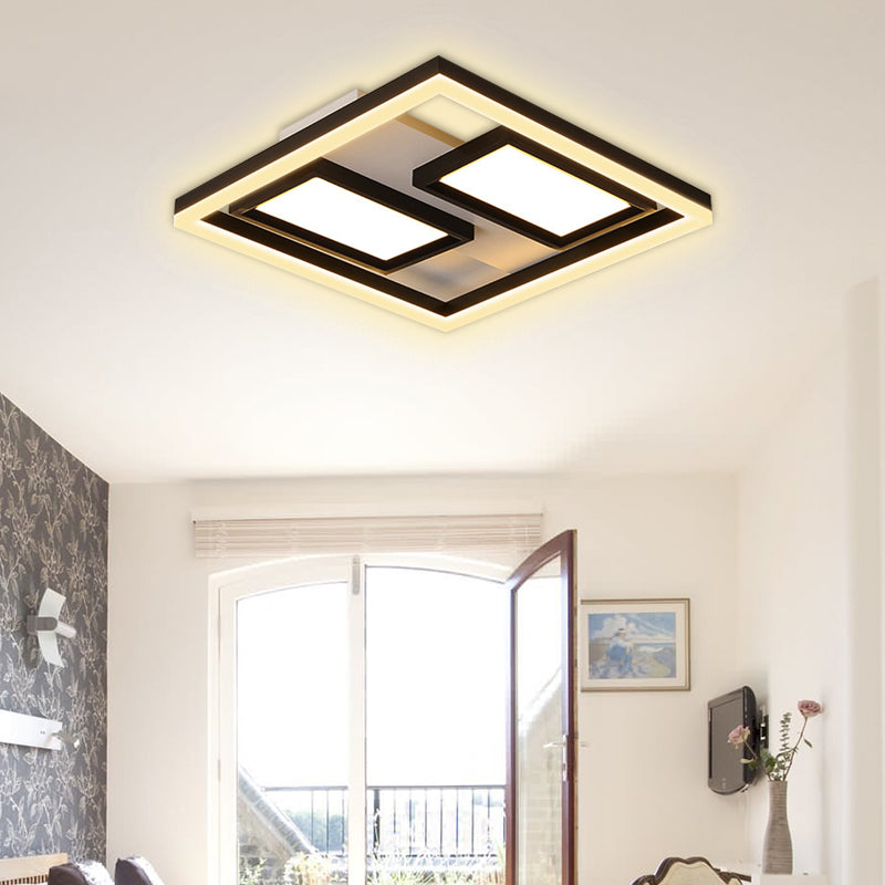 16"/19.5"/35.5"/43" Wide SuperThin Flush Light - Nordic Style, Black Metal, LED Ceiling Light (Warm/White)