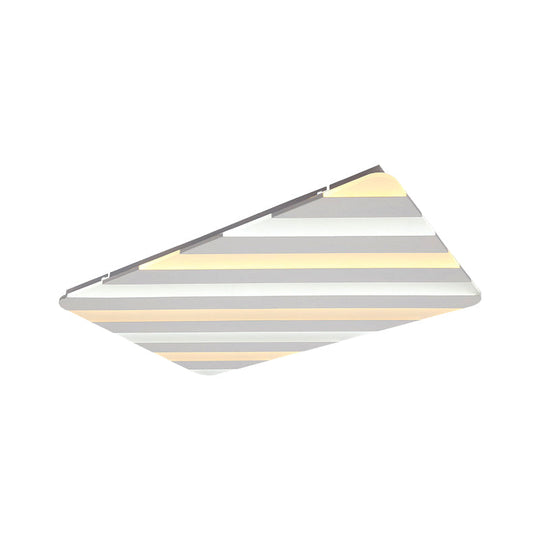 White Stripe Acrylic Flush Ceiling Light with LED Lamp for Dining Room