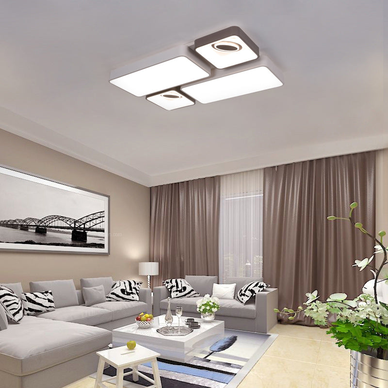 White LED Flush Mount Light with Acrylic Shade - Modern and Stylish Ceiling Lamp for Living Room