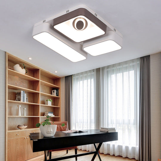 White LED Flush Mount Light with Acrylic Shade - Modern and Stylish Ceiling Lamp for Living Room