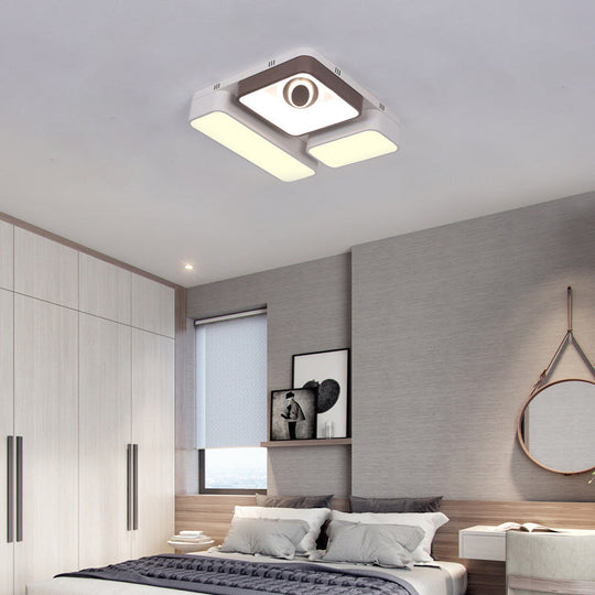 White LED Flush Mount Light with Acrylic Shade - Modern and Stylish Ceiling Lamp for Living Room