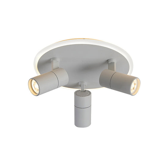 Rotatable Metal 4-Head Flush Mount Light With Warm/White Lighting - Ideal For Hallway And Office