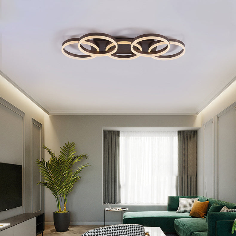 Modern Brown Acrylic Flush Mount LED Ceiling Light for Adult Bedroom & Shop