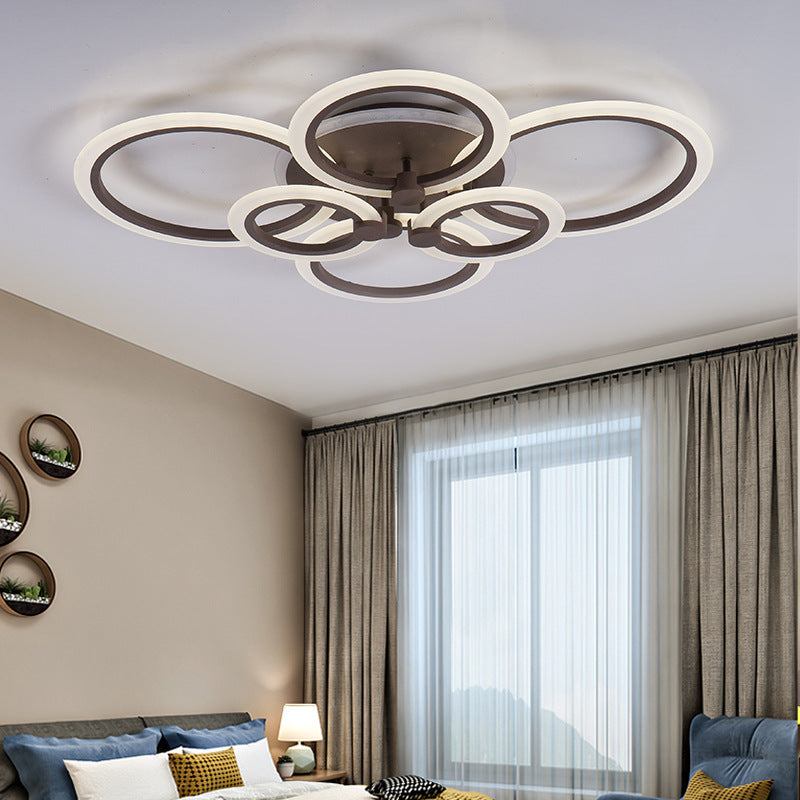 Contemporary Brown LED Ceiling Light - Petal Acrylic Flush Ceiling Light for Living Room (Neutral/Warm/White)