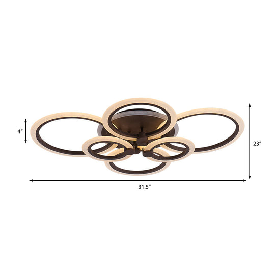 Contemporary Brown LED Ceiling Light - Petal Acrylic Flush Ceiling Light for Living Room (Neutral/Warm/White)