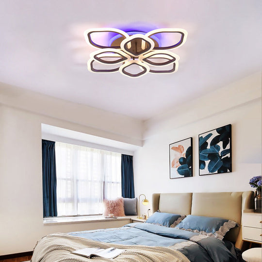 Contemporary Brown LED Ceiling Lamp with Floral Theme - Perfect for Bedroom