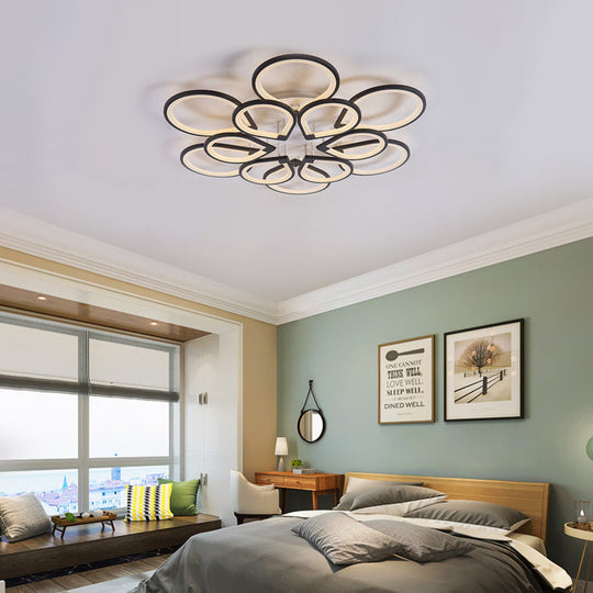 Modern Ring Petal LED Ceiling Light in Black - Neutral/Warm/White for Living Room