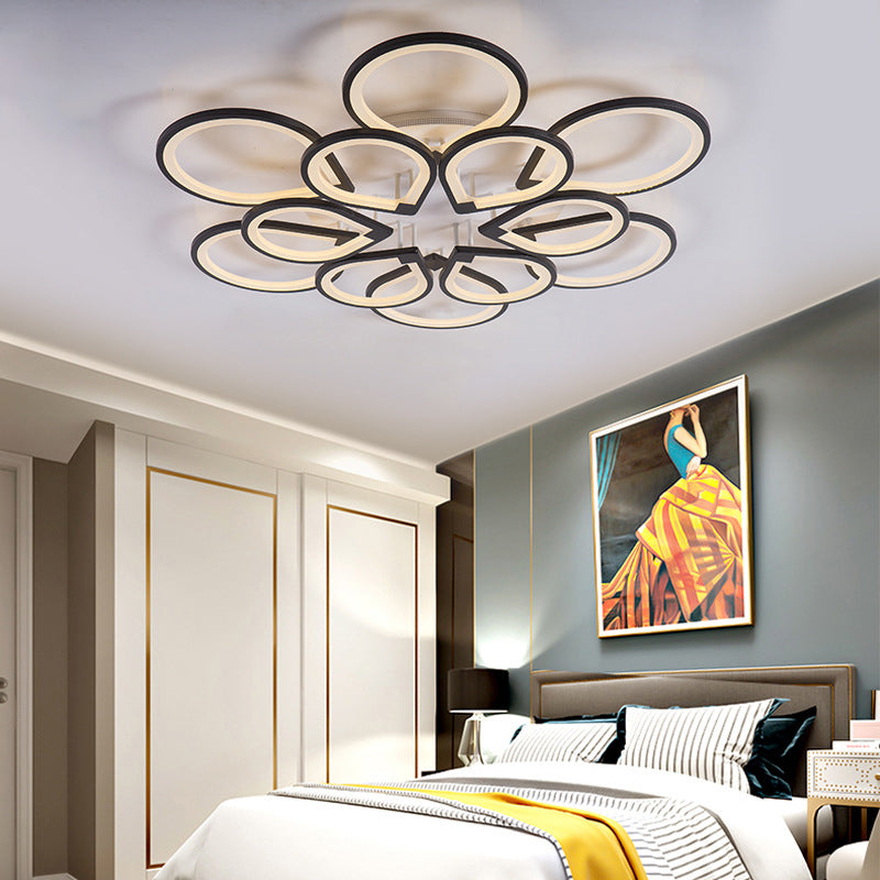 Modern Ring Petal LED Ceiling Light in Black - Neutral/Warm/White for Living Room