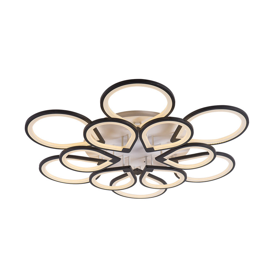 Modern Ring Petal LED Ceiling Light in Black - Neutral/Warm/White for Living Room