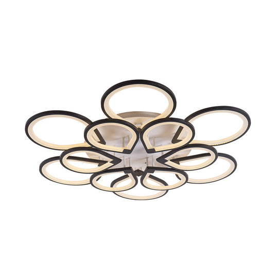 Modern Ring Petal LED Ceiling Light in Black - Neutral/Warm/White for Living Room