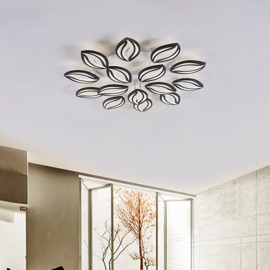 Black Acrylic Leaf Shape Flush Mount LED Ceiling Light - Modern Style for Hotel Shop