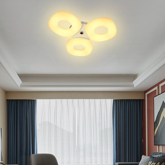 Modern White Flush Ceiling Light Set - 3/4 Head LED Fixture for Living Room & Bedroom