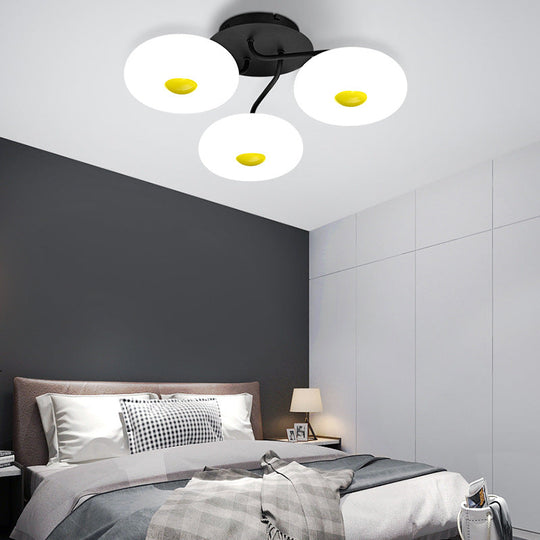 Contemporary White Circular Semi Flush Ceiling Light with 1/3/5 Heads - Acrylic Ceiling Lamp for Living Room